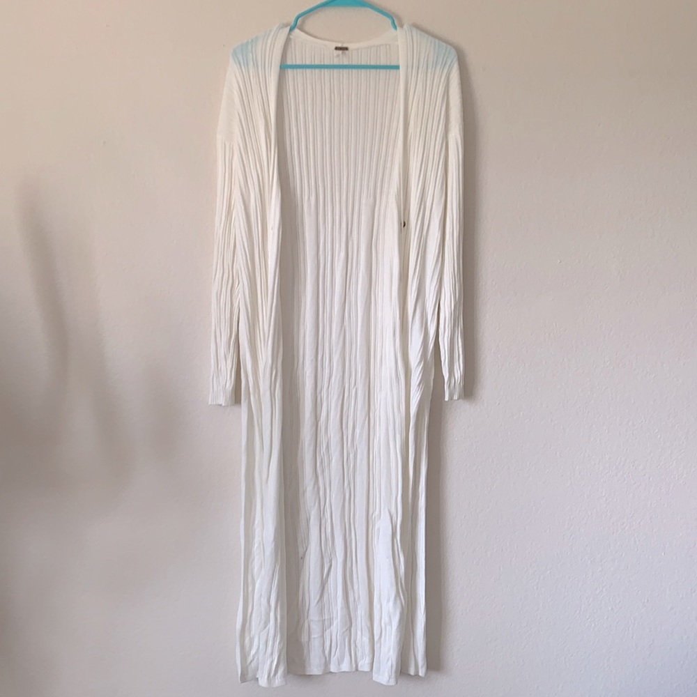 Free People Long Ribbed Cardigan